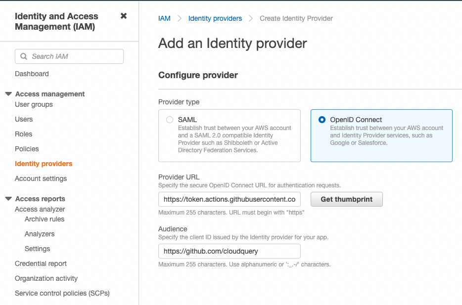 Add an Identity provider